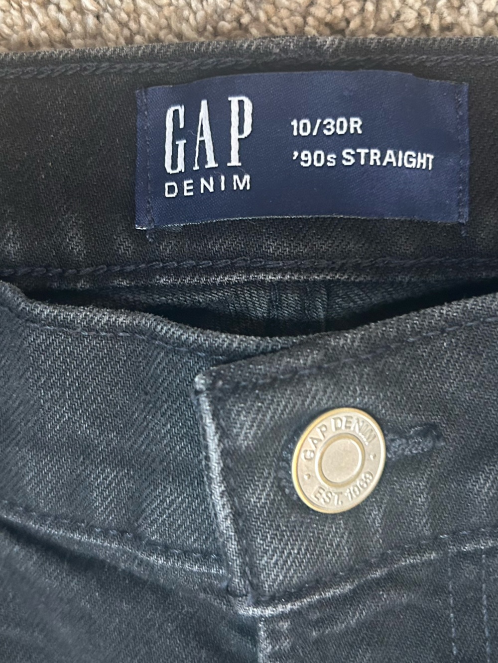 GAP Denim Women's '90s Straight Leg Jeans Black Size 10 / 30R Classic High Rise